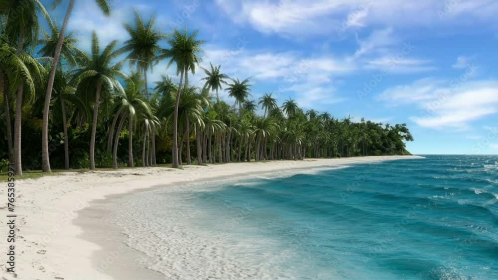 beach with palm trees, seamless looping 4k animation video background beach with palm trees, seamless looping 4k animation video background