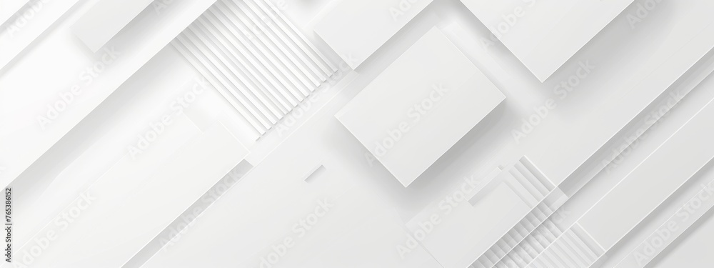White geometric low-poly background depicting a modern, abstract three-dimensional design. - obrazy, fototapety, plakaty 