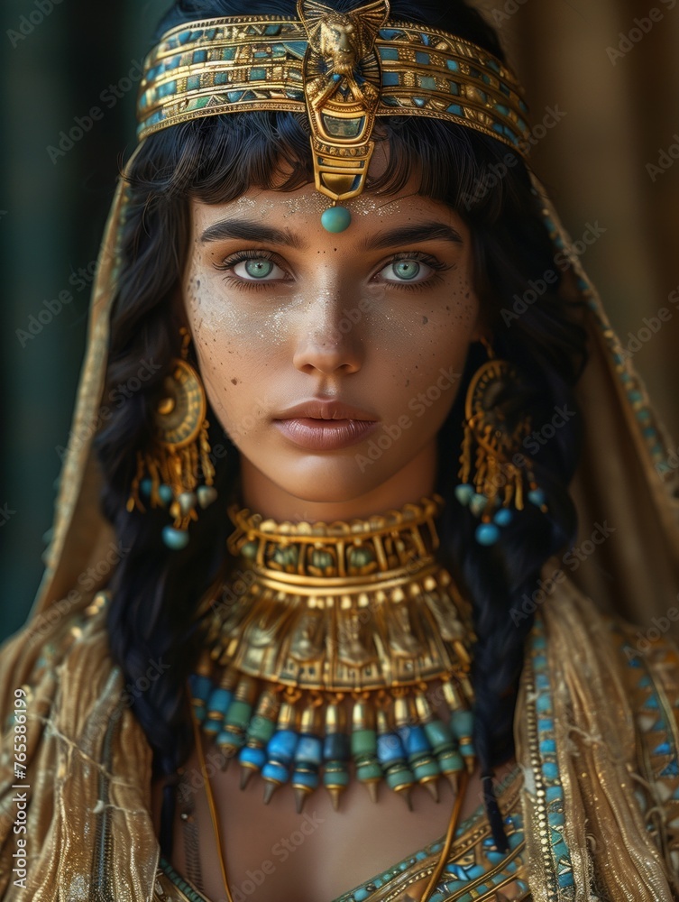 portrait of a young Cleopatra, in traditional  clothing