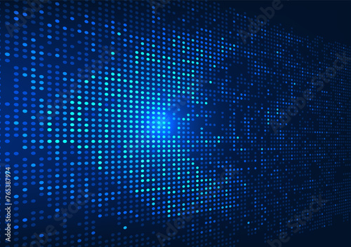 Abstract background, dotted arrow flying at high speed. It shows the development of technology businesses that are growing rapidly and spreading all over the world.