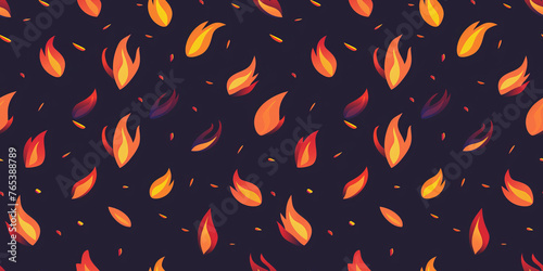 Seamless Abstract Fiery Flames on Dark Background Pattern