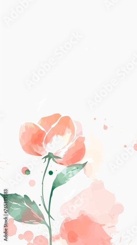 Abstract scandinavian floral design with minimalist shapes. Contemporary minimalist art of a single flower with abstract  overlapping organic shapes in a soft  pastel color palette
