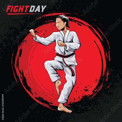 Karate sport background vector. international sports day banner background