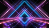 Abstract neon light geometric background, Glowing neon lines,