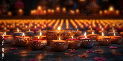 light and candles Diya's Diwali photo