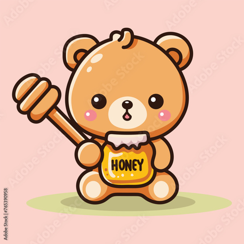 cute vector design illustration of a honey bear