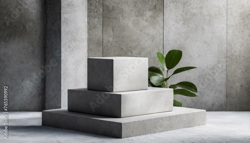 Sculptural Display: Product Presentation Podium Against Cube Concrete Wall