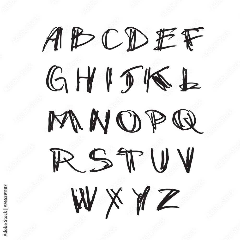 Vector hand drawn alphabet font