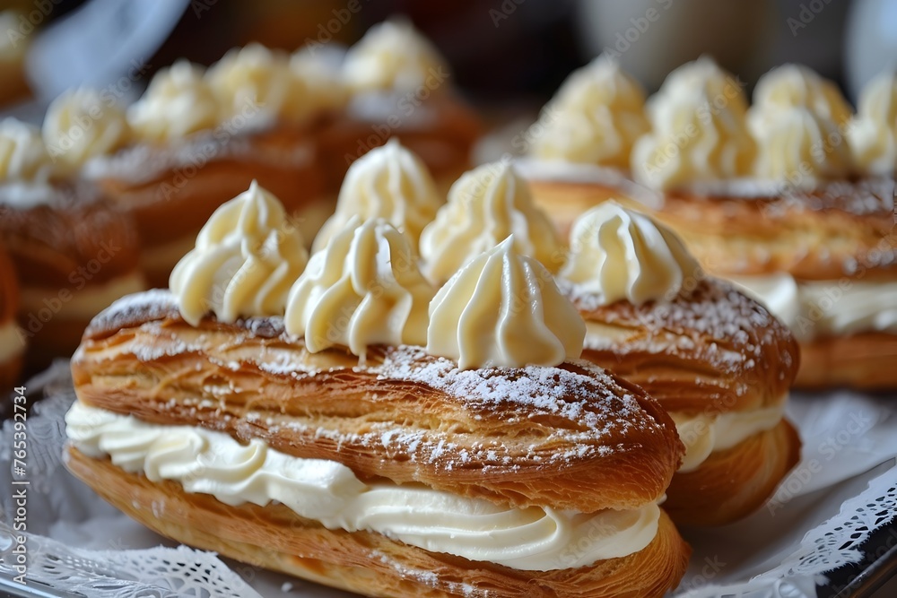 Decadent clair Pastry Filled with Rich Cream,a Tempting Delight for the Senses