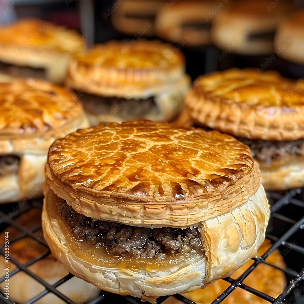 Savory Scotch Pies with Flaky Pastry Crusts and Hearty Meat Fillings,a Traditional Scottish Culinary Delight