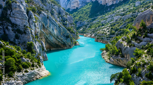 Magnificent Turquoise Waterway Carving Through Rugged Mountain Gorge