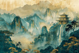 Chinese style traditional landscape painting