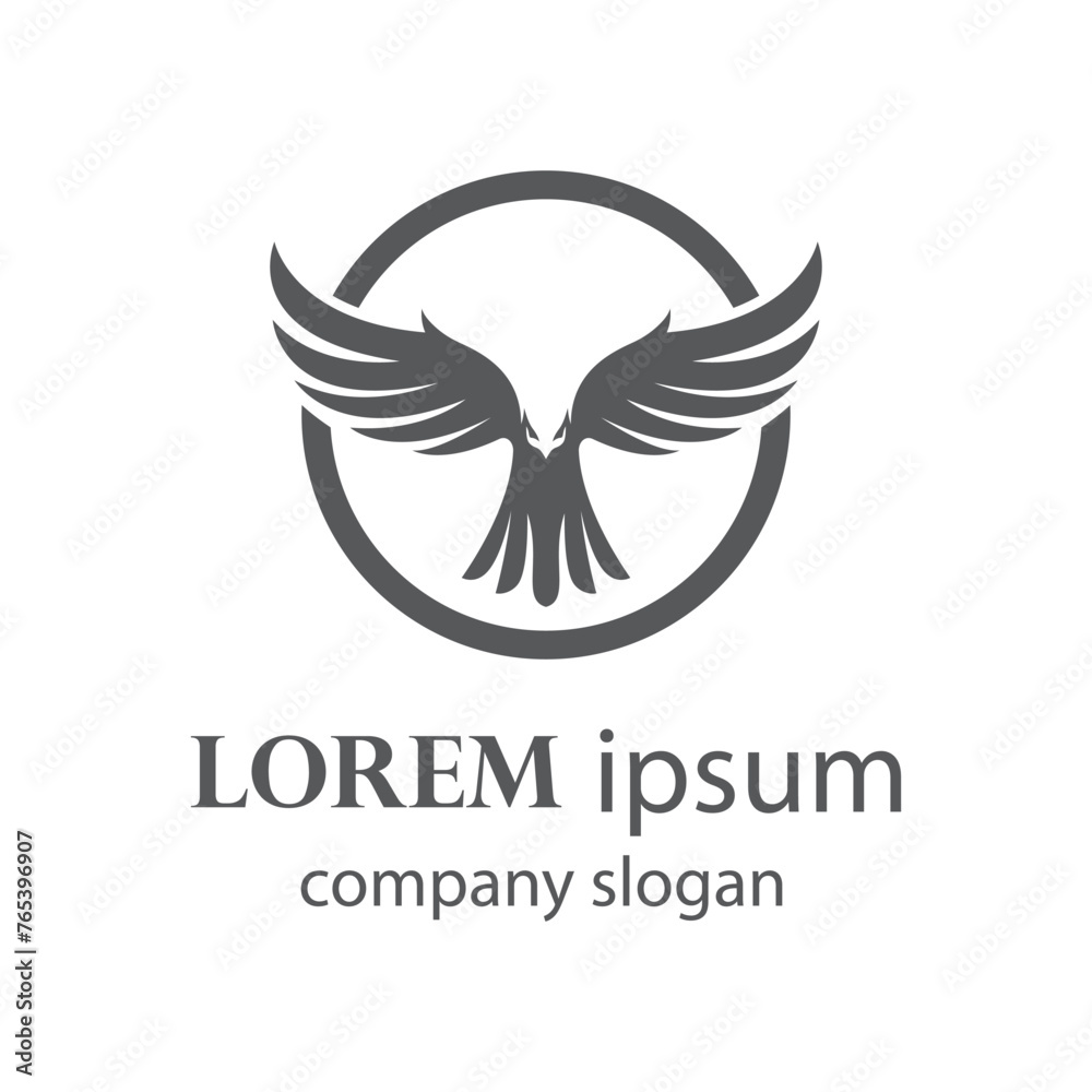 Elegant eagle flapping wings logo design
