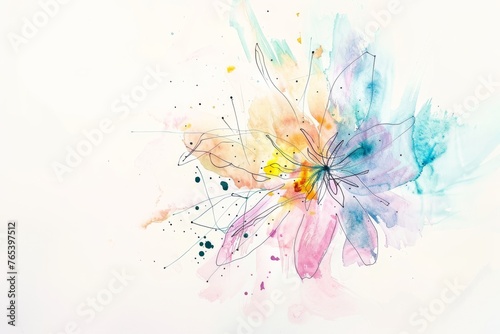 Abstract scandinavian floral design with minimalist shapes. Contemporary minimalist art of a flower with abstract, overlapping organic shapes in a soft, pastel color palette