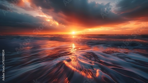  ocean with sunset rays creates an impression of unreality and magic, filling the heart with joy and peace in front of such a magnificent nature.