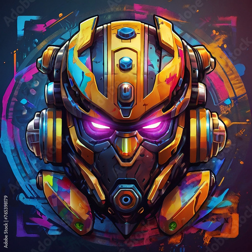 Colored robot illustration graffiti illustration