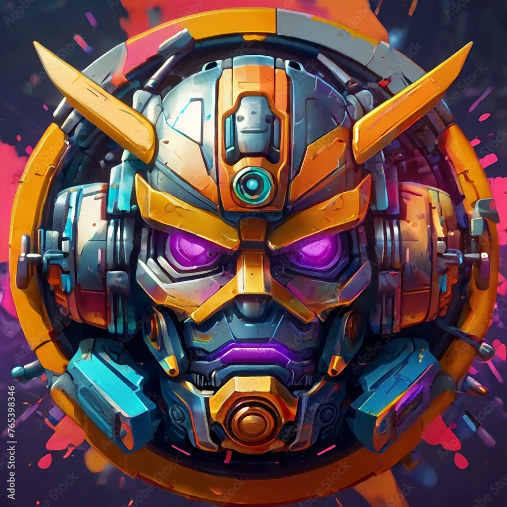 Colored robot illustration graffiti illustration Colored robot illustration graffiti illustration