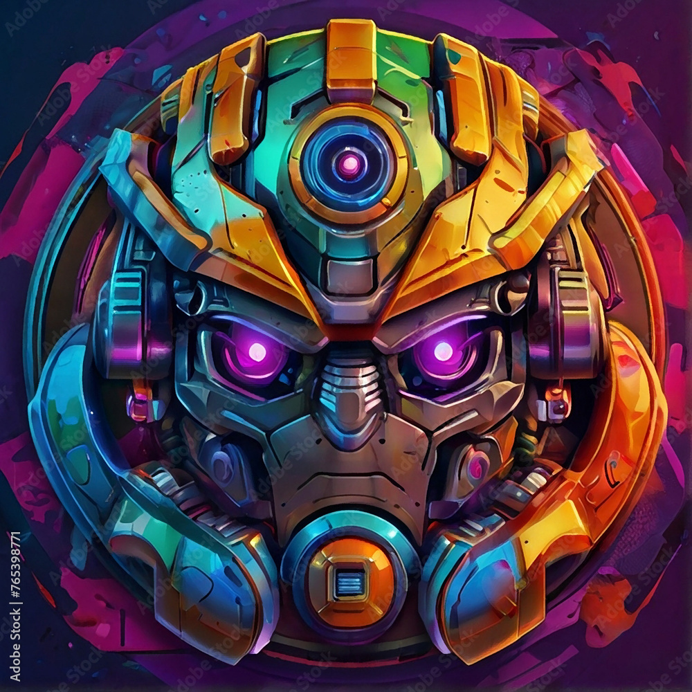 Colored robot illustration graffiti illustration