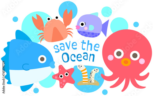 World Earth Day Hand Drawn Cute ecology lifestyle save the ocean