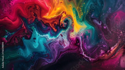Vibrant Fluid Formations in Mesmerizing Abstract Art Composition