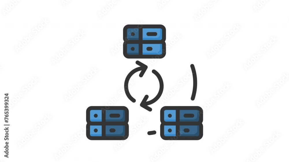 Animated network server with Illustration of server connected and arrow. Ideal for technology articles, website designs, computer, network, internet, database, and presentations on data management Animated network server with Illustration of server connected and arrow. Ideal for technology articles, website designs, computer, network, internet, database, and presentations on data management