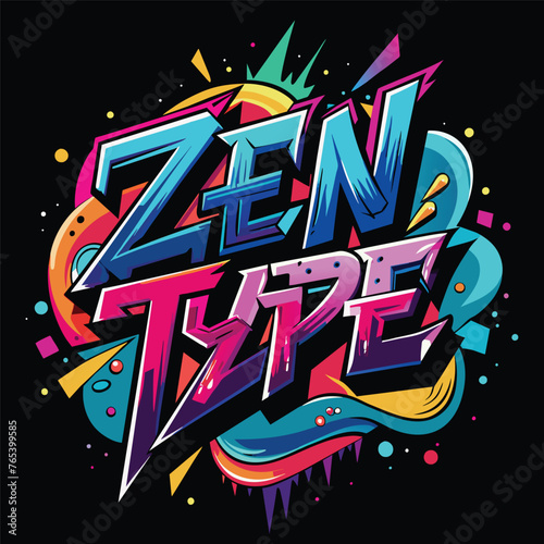 Zen Type Typrography vector t-shirt design with graffiti style