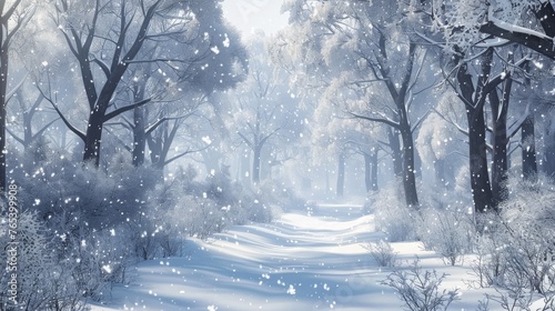 A winter scene in the forest, perfect for a New Year's card.