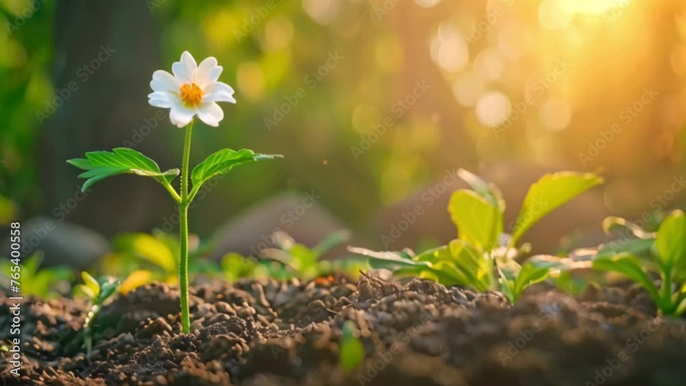 young white spring flower growing in nature Generative AI young white spring flower growing in nature Generative AI