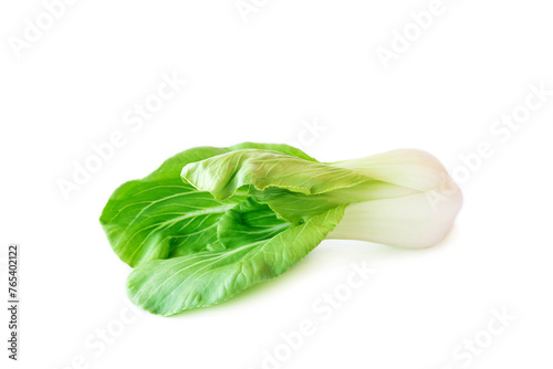 fresh leaves of romaine lettuce white background