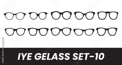 Set of fashion eyeglass on white background. Vector eyeglass set 
