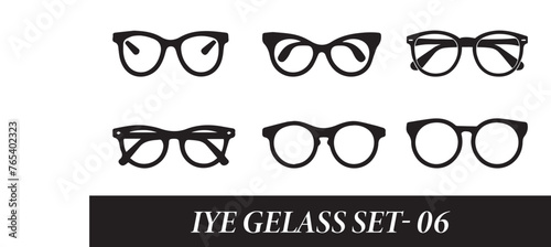 Set of fashion eyeglass on white background. Vector eyeglass set 