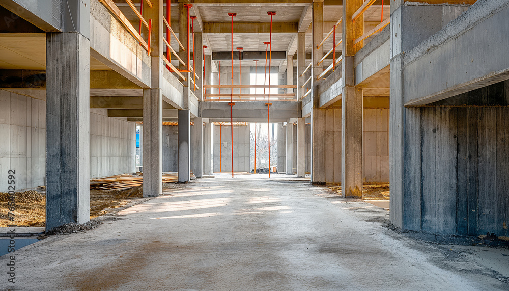 inside the building during construction