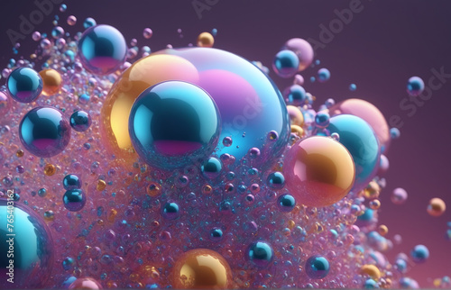 Abstract iridescent shape  colorful bubble  3d render