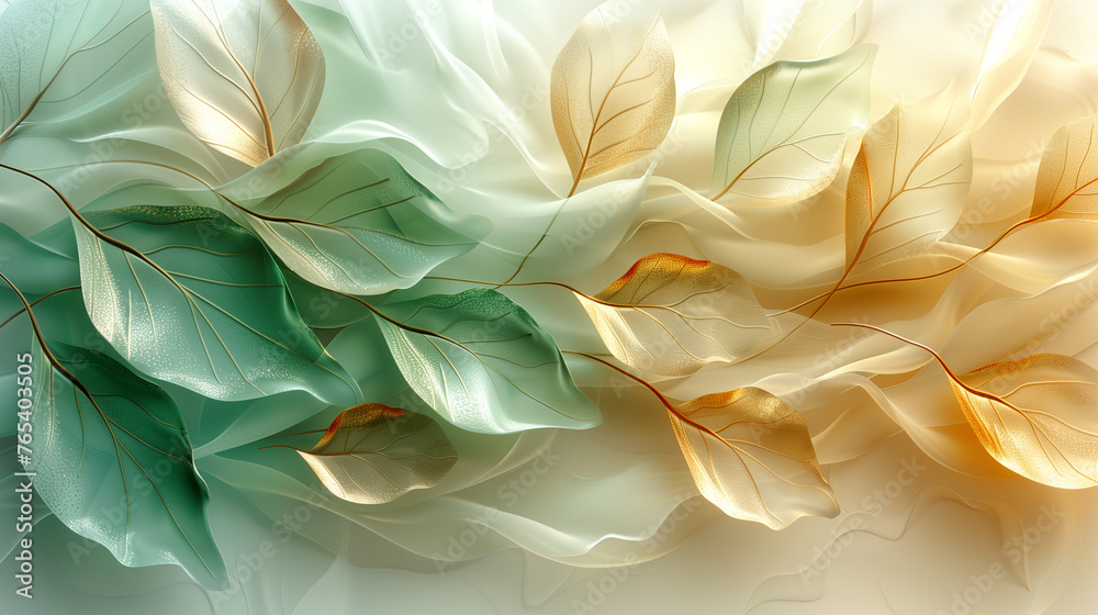 Abstract background of gentle porcelain leaf pattern in soft pastel teal.