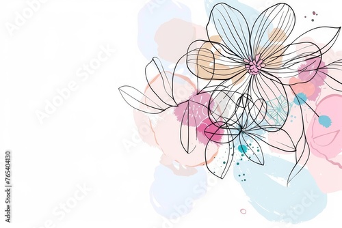 Abstract scandinavian floral design with minimalist shapes. Contemporary minimalist art of a flower with abstract, overlapping organic shapes in a soft, pastel color palette
