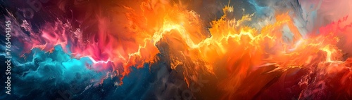 This abstract image portrays a striking thermal interplay between warm and cool tones, suggesting both fiery heat and icy coolness.