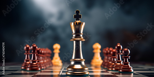 chess pieces on a chessboard, Chess board game, Abstract leader success conceptual image, Generative AI