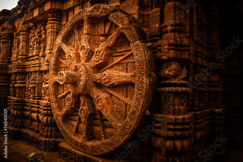 wheel at konark temple bhubaneshwar odisha