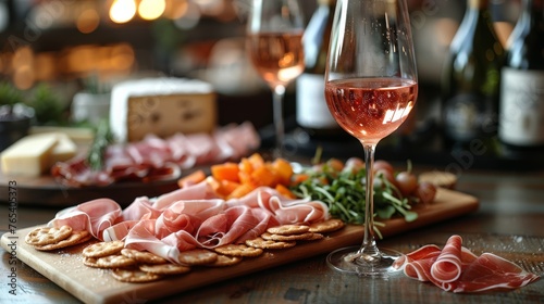 Wooden Table With Wine Glasses Filled With Wine