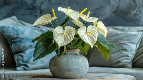 White Vase With Flowers on Table
