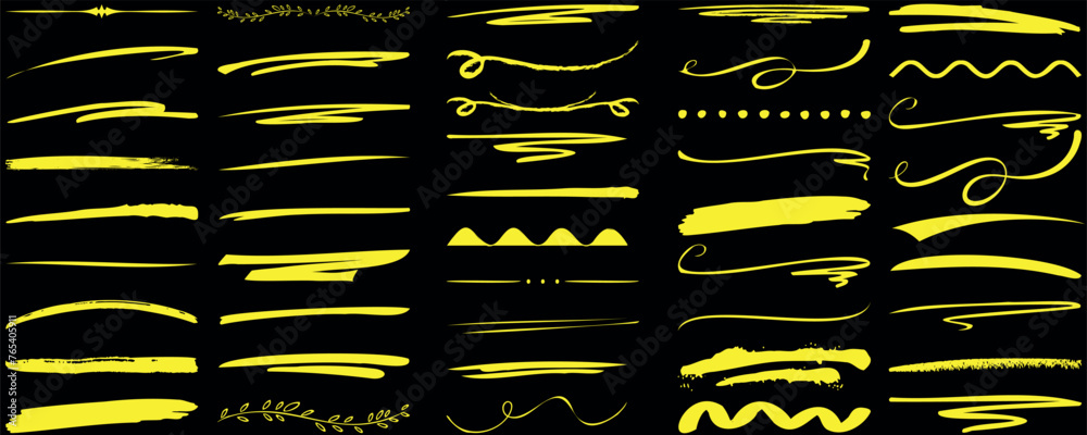 underline vector set, perfect for highlighting text, enhancing visual content. Diverse designs, straight line, zigzag, curves, strokes, lines. Ideal for graphic designs