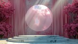 Pink Room With Curtain and Round Table