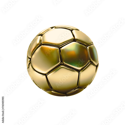 ゴールドカラーのサッカーボールはメタリックな質感。
