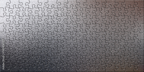 Puzzle jigsaw silver side lit matte metallic texture illustration.
