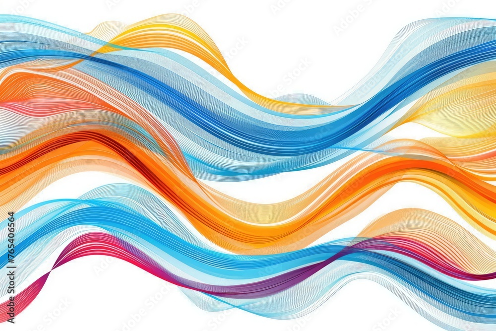 Abstract wavy stripes on a white background isolated. Wave line art, Curved smooth design. Abstract wavy stripes on a white background isolated. Wave line art, Curved smooth design.