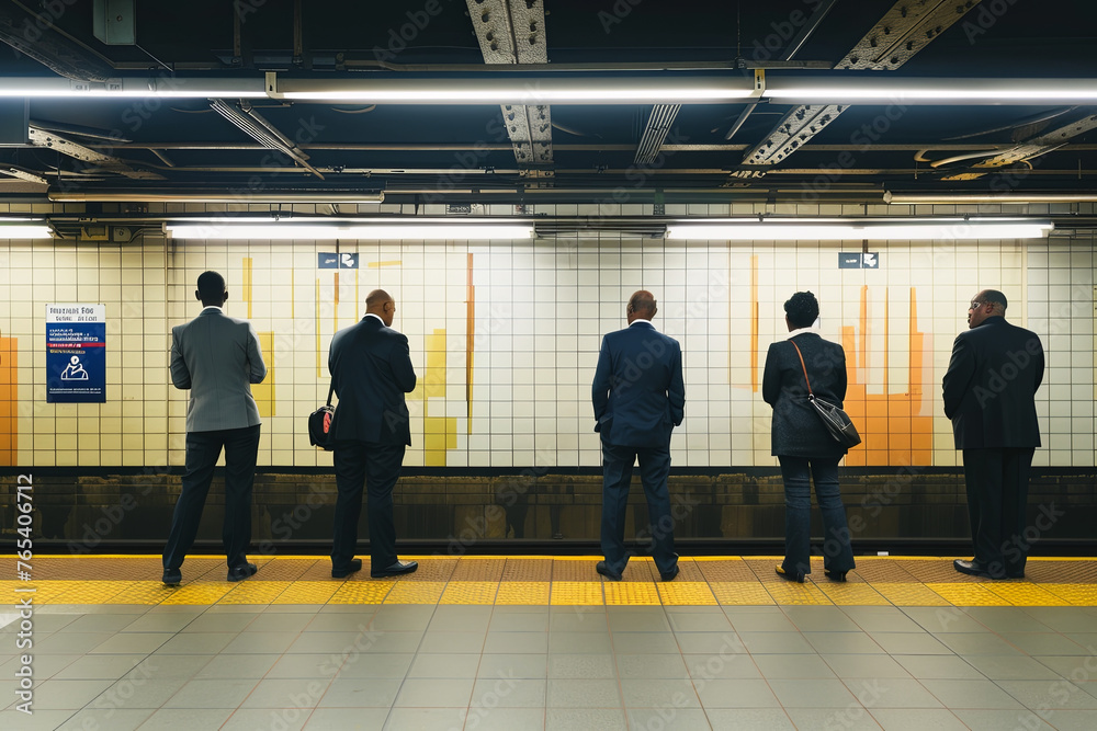 Business professionals waiting for the subway