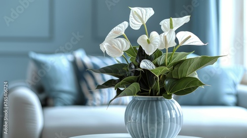 White Vase With Flowers on Table
