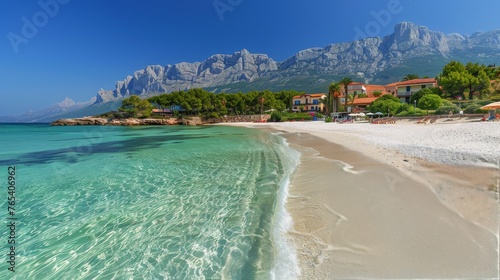 Beach With Clear Blue Water and Mountains
