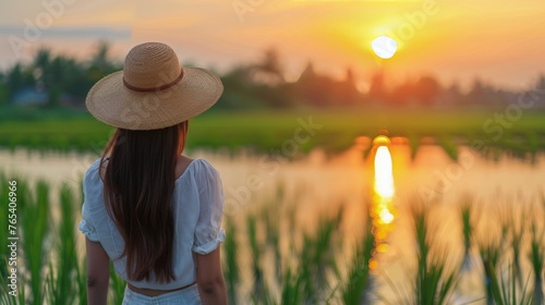Woman Wearing Hat by Water