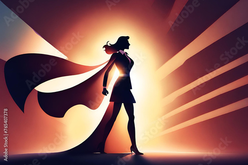 Business woman with big shadow superhero photo